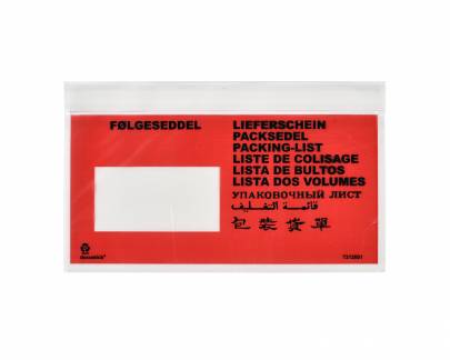 F&oslash;lgeseddellomme C65/DL Med Tryk 10 Sprog 1000st F&oslash;lgeseddellomme Standard C65/DL med tryk p&aring; ti sprog (PE). Milj&oslash;m&aelig;rkning. M&aring;l 225x122mm.