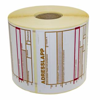 Adressetikett Rulle 1000 Pakke Adresselabels på rulle, 110x96mm. Kraftig klæber, der klæber til de fleste underlag.