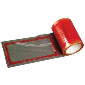 Pakkeseddel-Tape C6 330/Rulle f&oslash;lgeseddellommer p&aring; rulle, C6 med tryk (PE).