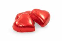 R&oslash;de chokolade hjerter, 1000 g.