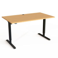 Hæve-/sænkebord | 140x80 cm | Bøg med sort stel