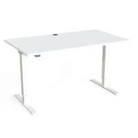 Hæve-/sænkebord | 140x80 cm | Hvid med hvidt stel