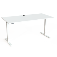 Hæve-/sænkebord | 160x80 cm | Hvid med hvidt stel