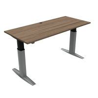 Hæve-/sænkebord | 180x80 cm | Valnød med sølv stel