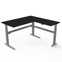 Hæve-/sænkebord | 160x160 cm | Sort  med sølv stel