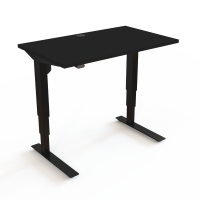 Hæve-/sænkebord | 100x60 cm | Sort  med sort stel