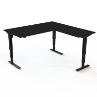 Hæve-/sænkebord | 160x160 cm | Sort  med sort stel