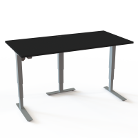 Hæve-/sænkebord | 160x80 cm | Sort  med sølv stel