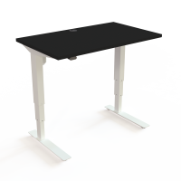 Hæve-/sænkebord | 100x60 cm | Sort  med hvidt stel