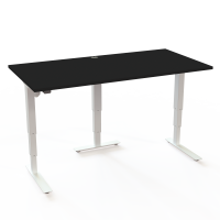 Hæve-/sænkebord | 160x80 cm | Sort  med hvidt stel