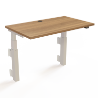 Hæve-/sænkebord | 100x60 cm | Valnød med hvidt stel