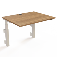 Hæve-/sænkebord | 100x80 cm | Valnød med hvidt stel