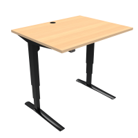Hæve-/sænkebord | 100x80 cm | Bøg med sort stel