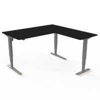 Hæve-/sænkebord | 160x160 cm | Sort  med sølv stel