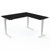 Hæve-/sænkebord | 160x160 cm | Sort  med hvidt stel