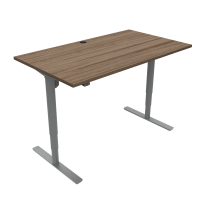 Hæve-/sænkebord | 140x80 cm | Valnød med sølv stel