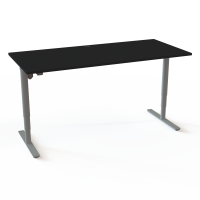 H&aelig;ve-/s&aelig;nkebord | 180x80 cm | Sort  med s&oslash;lv stel