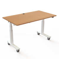 H&aelig;ve-/s&aelig;nkebord | 140x80 cm | B&oslash;g med hvidt stel