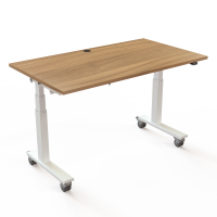 H&aelig;ve-/s&aelig;nkebord | 140x80 cm | Valn&oslash;d med hvidt stel