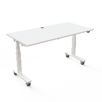 H&aelig;ve-/s&aelig;nkebord | 160x80 cm | Hvid med hvidt stel