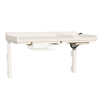 Ergonomisk vægmonteret puslebord med vask.