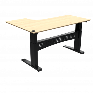 Hæve-/sænkebord | 180x120 cm | Ahorn med sort stel