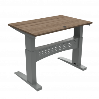Hæve-/sænkebord | 120x80 cm | Valnød med sølv stel