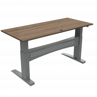 Hæve-/sænkebord | 180x80 cm | Valnød med sølv stel