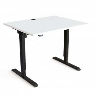 H&aelig;ve-/s&aelig;nkebord | 100x80 cm | Hvid med sort stel