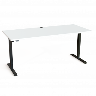 Hæve-/sænkebord | 180x80 cm | Hvid med sort stel