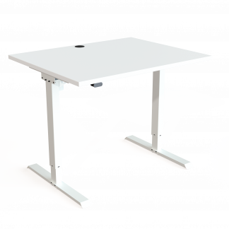 H&aelig;ve-/s&aelig;nkebord | 100x80 cm | Hvid med hvidt stel