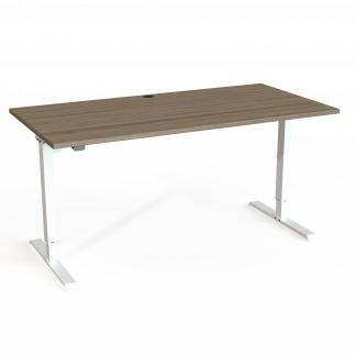 Hæve-/sænkebord | 160x80 cm | Valnød med hvidt stel