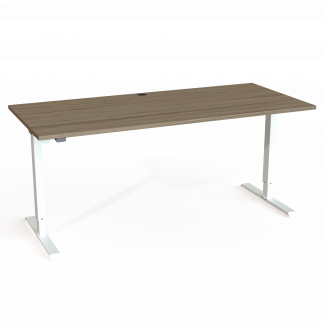 Hæve-/sænkebord | 180x80 cm | Valnød med hvidt stel