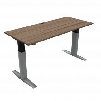 Hæve-/sænkebord | 180x80 cm | Valnød med sølv stel