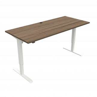 Hæve-/sænkebord | 180x80 cm | Valnød med hvidt stel