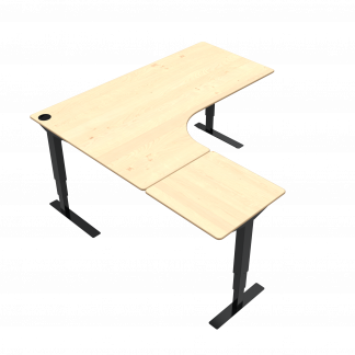 Hæve-/sænkebord | 180x180 cm | Ahorn med sort stel