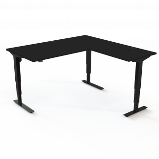 Hæve-/sænkebord | 160x160 cm | Sort  med sort stel