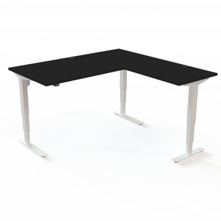 Hæve-/sænkebord | 160x160 cm | Sort  med hvidt stel