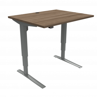 Hæve-/sænkebord | 100x80 cm | Valnød med sølv stel