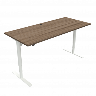 Hæve-/sænkebord | 180x80 cm | Valnød med hvidt stel