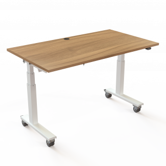 H&aelig;ve-/s&aelig;nkebord | 140x80 cm | Valn&oslash;d med hvidt stel