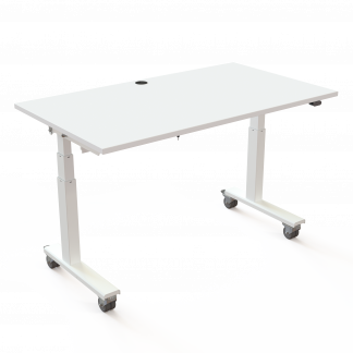 H&aelig;ve-/s&aelig;nkebord | 140x80 cm | Hvid med hvidt stel