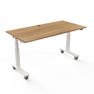 H&aelig;ve-/s&aelig;nkebord | 160x80 cm | Valn&oslash;d med hvidt stel