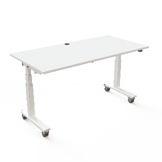 H&aelig;ve-/s&aelig;nkebord | 160x80 cm | Hvid med hvidt stel