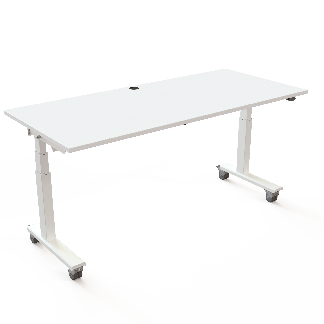 H&aelig;ve-/s&aelig;nkebord | 180x80 cm | Hvid med hvidt stel