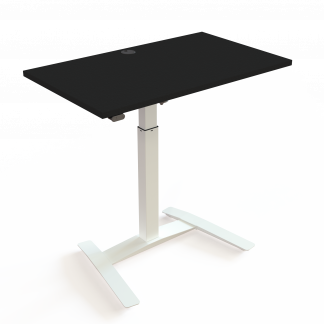 Hæve-/sænkebord | 100x60 cm | Sort  med hvidt stel