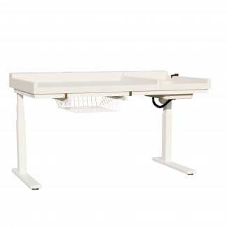 Ergonomisk fritstående puslebord med vask.