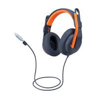 Logitech Zone Learn Wired Over-Ear Headset for Learners, USB-C Kabling Hovedtelefoner Sort Orange