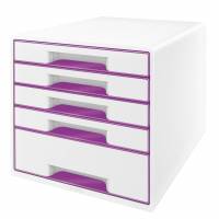 Desk cube WOW m/5-skuffer hvid/lilla