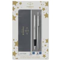 Parker Duosæt Jotter 77% recycled CT kuglepen+fyldepen sølv